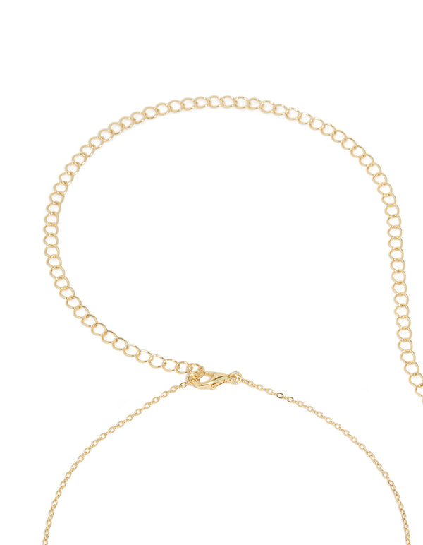 Stylish gold plated waist chain with mini pearls and embellished design detail view