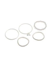 Kids Silver Diamante Celestial Bracelets 5-Pack - link has visual effect only