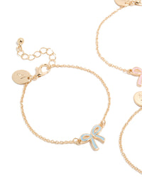 Kids Gold Enamel Bow Bracelets 3-Pack - link has visual effect only