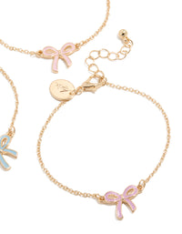 Kids Gold Enamel Bow Bracelets 3-Pack - link has visual effect only