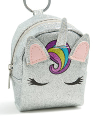 Kids Glitter PU Leather Fabric Unicorn Purse Key Chain - link has visual effect only