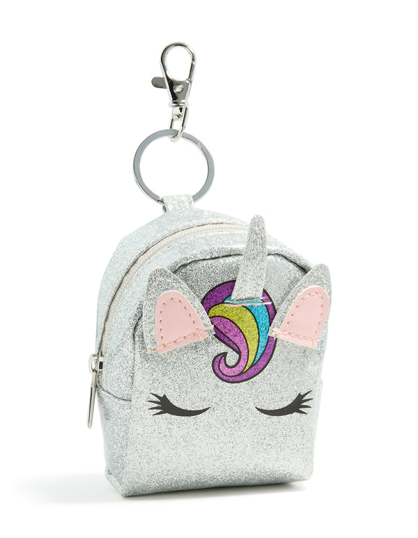 Kids Glitter PU Leather Fabric Unicorn Purse Key Chain