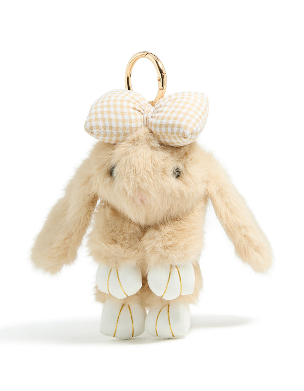 Kids Brown Polyester Bunny With  Small Bow Key Chain