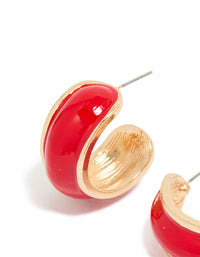Gold Red Mini Chunky Hoop Earrings - link has visual effect only