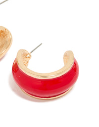 Gold Red Mini Chunky Hoop Earrings - link has visual effect only
