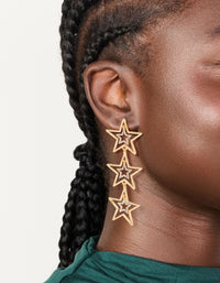 Gold Diamante Dazzling Star Trio Drop Earrings - link has visual effect only