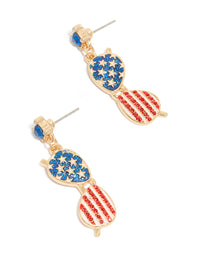 Gold USA Sunglasses Drop Earrings - link has visual effect only