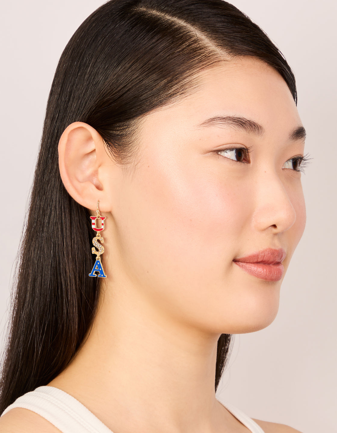 Gold USA Drop Earrings