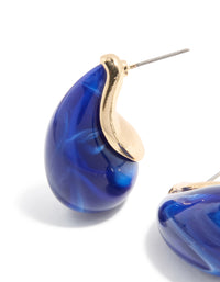 Gold Lovely Blue Pear Drop Earrings - link has visual effect only