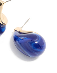 Gold Lovely Blue Pear Drop Earrings - link has visual effect only