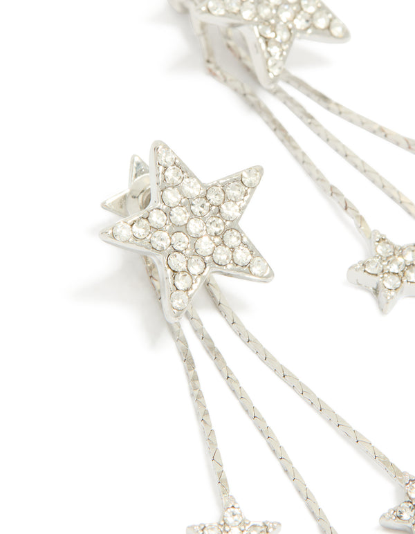 Silver Multi Star Drop Earrings