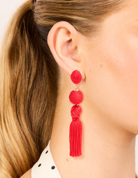 Red Fabric Tassel Drop Earrings - link has visual effect only