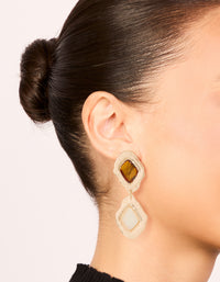 Gold Molten Aztec Drop Earrings - link has visual effect only