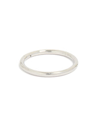 Highlighting statement chunky surgical steel sleeper hoop earrings in silver post detail view - link has visual effect only
