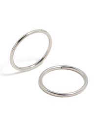 Crafted from surgical steel thick sleeper hoop earrings with chunky style in silver and 12 MM size front view - link has visual effect only