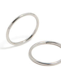 Featuring surgical steel thick sleeper hoop earrings with chunky style in silver and 12 MM size close up view - link has visual effect only