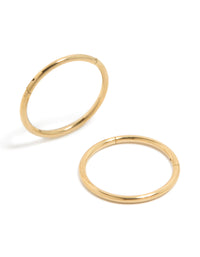 Showcasing gold plated surgical steel thick sleeper earrings in 12 MM with hoop closure front view - link has visual effect only