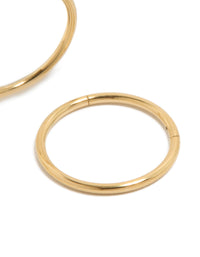 Crafted from gold plated surgical steel thick sleeper earrings in 12 MM with hoop closure post detail view - link has visual effect only