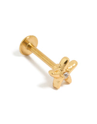 Gold Plated Surgical Steel Cubic Zirconia Starfish Single  Flat Back Stud - link has visual effect only