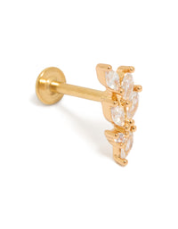 Gold Plated Surgical Steel Five Leaf Flat Back Crawler Single Flat Back Stud - link has visual effect only