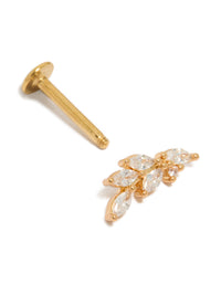 Gold Plated Surgical Steel Five Leaf Flat Back Crawler Single Flat Back Stud - link has visual effect only