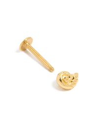 Gold Plated Surgical Steel Sundial Shell Single Flat Back Stud - link has visual effect only