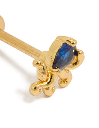 Gold Plated Surgical Steel  Blue Cubic Zirconia Octopus Single Flat Back Stud - link has visual effect only
