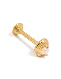 Gold Plated Surgical Steel Pearl Shell Single Flat Back Stud - link has visual effect only