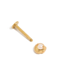 Gold Plated Surgical Steel Pearl Shell Single Flat Back Stud - link has visual effect only