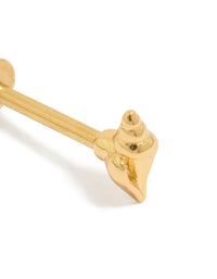 Gold Plated Surgical Steel Miter Shell Single Flat Back Stud - link has visual effect only