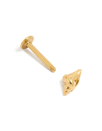 Gold Plated Surgical Steel Miter Shell Single Flat Back Stud - link has visual effect only