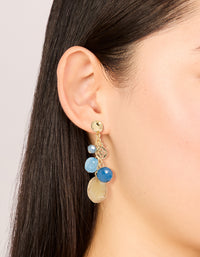 Gold & Blue Beaded Drop & Hoop Earrings 3-Pack - link has visual effect only