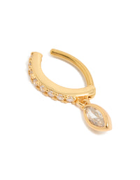 Designed with charm featuring cubic zirconia in surgical steel crafted from gold plated material belly view - link has visual effect only