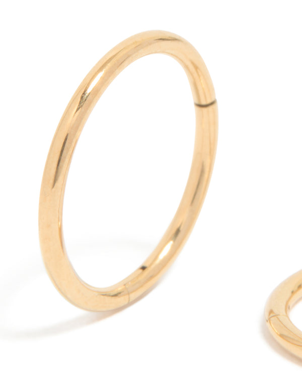 Gold Plated Titanium 10MM Thick Sleeper Earrings