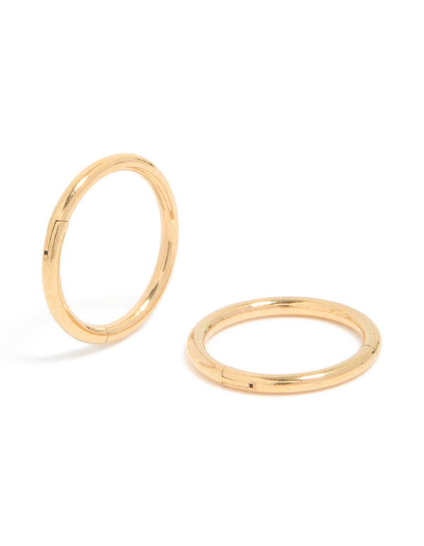 Gold Plated Titanium 8MM Thick Sleeper Earrings