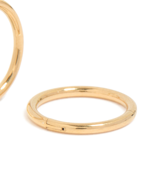 Gold Plated Titanium 8MM Thick Sleeper Earrings