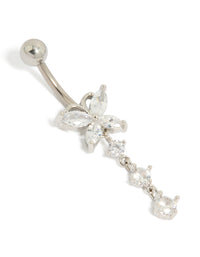 Titanium Cubic Zirconia Butterfly Drop Belly Bar - link has visual effect only