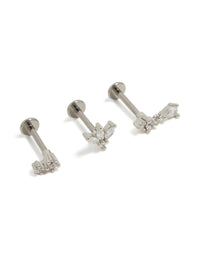 Titanium Cubic Zirconia Flower Drop Flat Back Studs 3- Pack - link has visual effect only