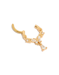 Crafted from gold plated titanium with butterfly charm and cubic zirconia ring detail view - link has visual effect only