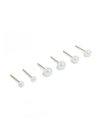 Surgical Steel Graduating Pearl Stud Earrings 3-Pack - link has visual effect only