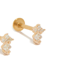 Kids Gold Plated Surgical Steel Cubic Zirconia Mini Diamond Flat Back Studs - link has visual effect only