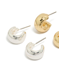 Mixed Metal  Plated Small Round Open Hoop Earrings 3-Pack - link has visual effect only