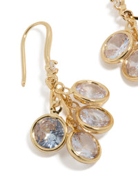 Gold Plated Cubic Zirconia Cluster Drop Hook Earrings - link has visual effect only