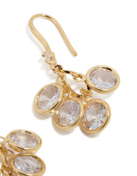 Gold Plated Cubic Zirconia Cluster Drop Hook Earrings - link has visual effect only