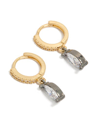 Mixed Metal Plated Cubic Zirconia Oval Huggie Drop Earrings - link has visual effect only