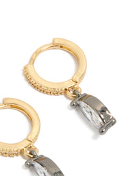 Mixed Metal Plated Cubic Zirconia Oval Huggie Drop Earrings - link has visual effect only