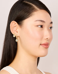 Gold Plated Cubic Zirconia Large Bezel Set Studs & Huggie Earrings 3-Pack - link has visual effect only