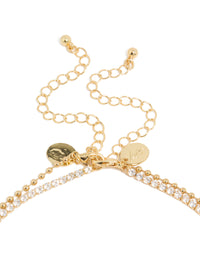Gold Plated Cubic Zirconia Tennis &  Droplets Layered Necklace - link has visual effect only