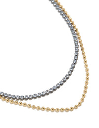 Mixed Metal Plated Cubic Zirconia Double Layered Tennis Ball Chain Necklace - link has visual effect only