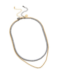 Mixed Metal Plated Cubic Zirconia Double Layered Tennis Ball Chain Necklace - link has visual effect only